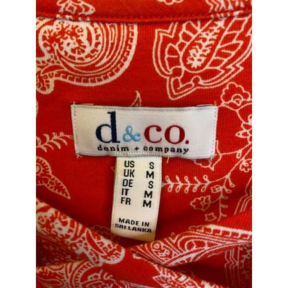 D & Co Denim & Co Womens Sleeveless Orange/White Size Small Front Detail - Picture 5 of 6